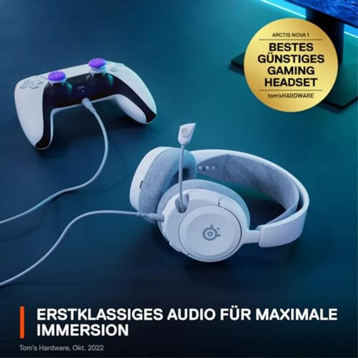 SteelSeries Arctis Nova 1P - Multi-System Gaming-Headset - Hi-Fi-Treiber - 360° Surround-Sound - Memory Foam-Ohrpolster – Bild 3