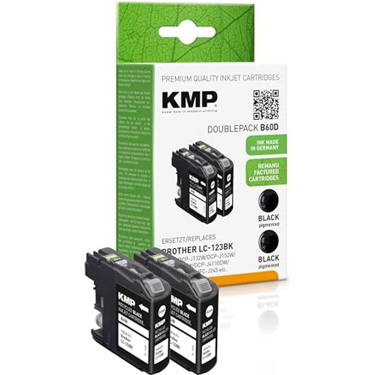 KMP B60D Tintenpatrone ERSETZT Brother LC-123, schwarz, 2er Pack mit 14,1ml für ca. 600 Seiten – Bild 2