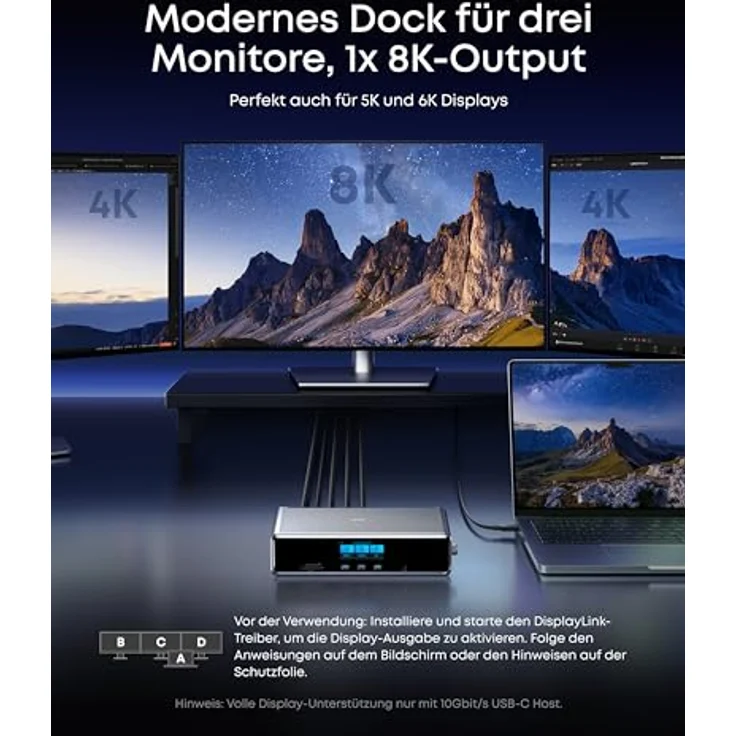 Anker Prime Docking Station 14 Ports, Triple-Display bis 8K, 140W USB-C, smartes Display, aktive Kühlung für macOS & Windows – Bild 3