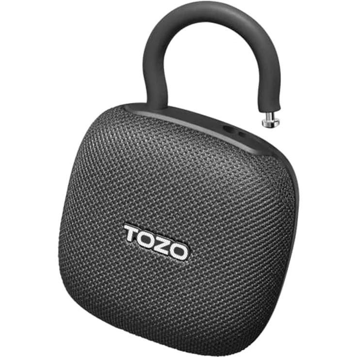 TOZO PE1 Mini Bluetooth Lautsprecher, IPX8 wasserdicht, 32 Std. Akku, tragbar mit Karabiner und kraftvollem Bass - Schwarz – Bild 1