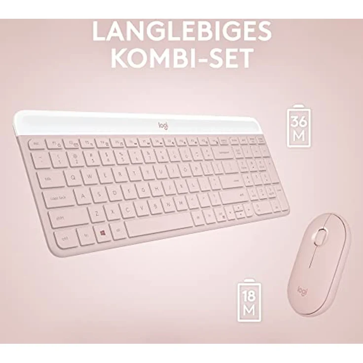 Logitech MK470 Slim Combo Kabelloses Tastatur-Maus-Set - Modernes, kompaktes Layout, Extrem leiser, 2,4-GHz-USB-Empfänger, Plug-n'Play-Konnektivität - Französisches AZERTY-Layout - Rose – Bild 5