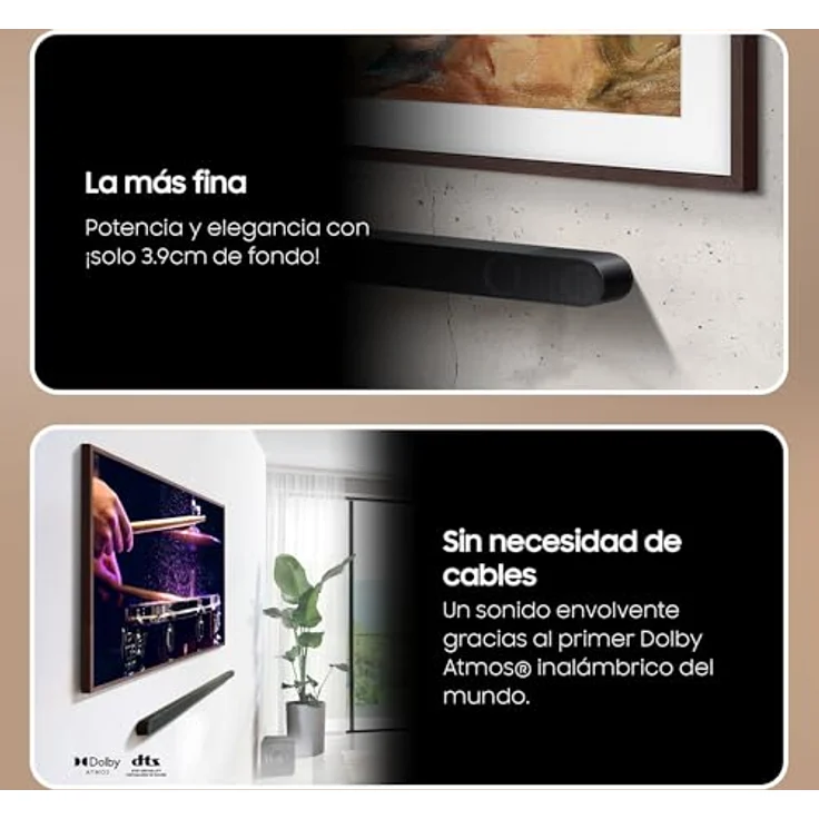 Samsung Soundbar HW-S800/DF - Ultra Slim-Design, Dolby Atmos kabellos, Q-Symphony, 3.1.2 Kanäle und SpaceFit Sound Pro – Bild 2