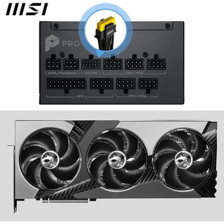 MSI PRO A1000PL PCIE5, 1000 Watt Netzteil mit 80 PLUS Platinum, ATX12V 3.1, aktive PFC, 120 mm – Bild 3