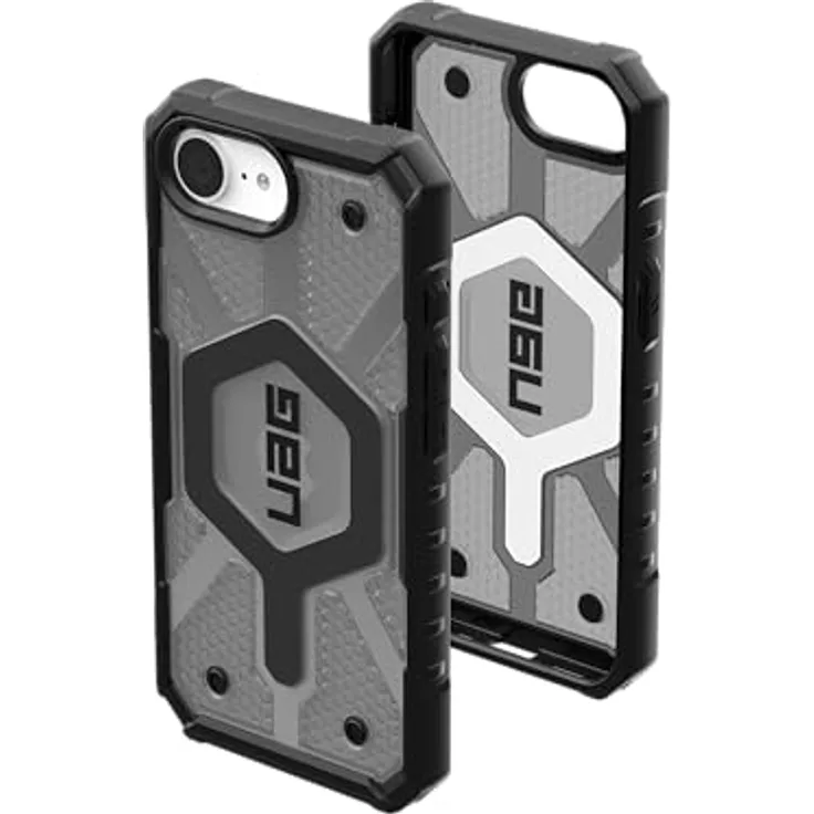 URBAN ARMOR GEAR Pathfinder MS Hülle für Apple iPhone 16E (Wireless Charging / Magnetisches Aufladen, Militärstandard) in ash (grau transparent)