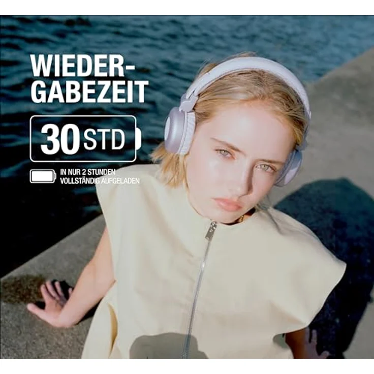 Fresh 'n Rebel Code Core, Bluetooth-Kopfhörer on-Ear, kabellos, 30 Stunden Spielzeit, mit Mikrofon und Sprachassistent, Lautstärkeregler und Wiedergabe/Pause-Tasten, faltbar (Silky Sand) – Bild 2
