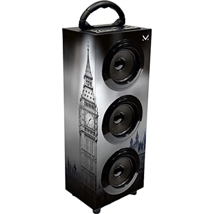 Majestic TS 100BT USB SD AX - Multimedia-Audiosystem Bluetooth 3 Lautsprecher und 1 Subwoofer, wiederaufladbarer Akku, USB/SD/AUX-Eingänge, Fernbedienung, London