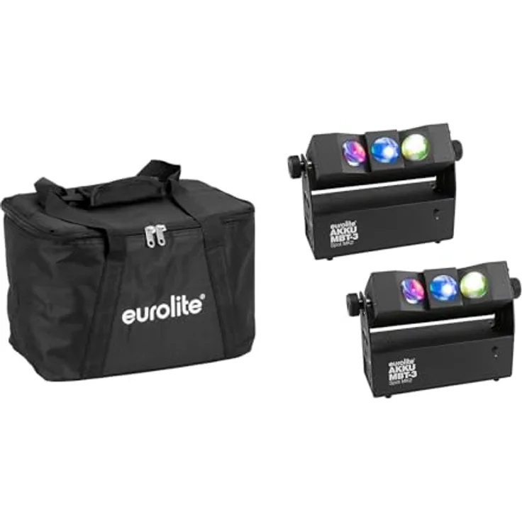 Eurolite Set 2x AKKU MBT-3 Spot MK2, Licht Set mit Soft-Bag, tragbare LED Scheinwerfer