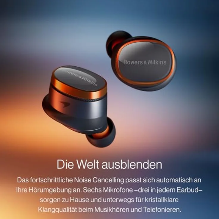Bowers & Wilkins Pi8 McLaren (FP45837), Kabellose In-Ear-Kopfhörer mit ANC, 6,5 h Akkulaufzeit und Smart Case, Mehrfarbig – Bild 5