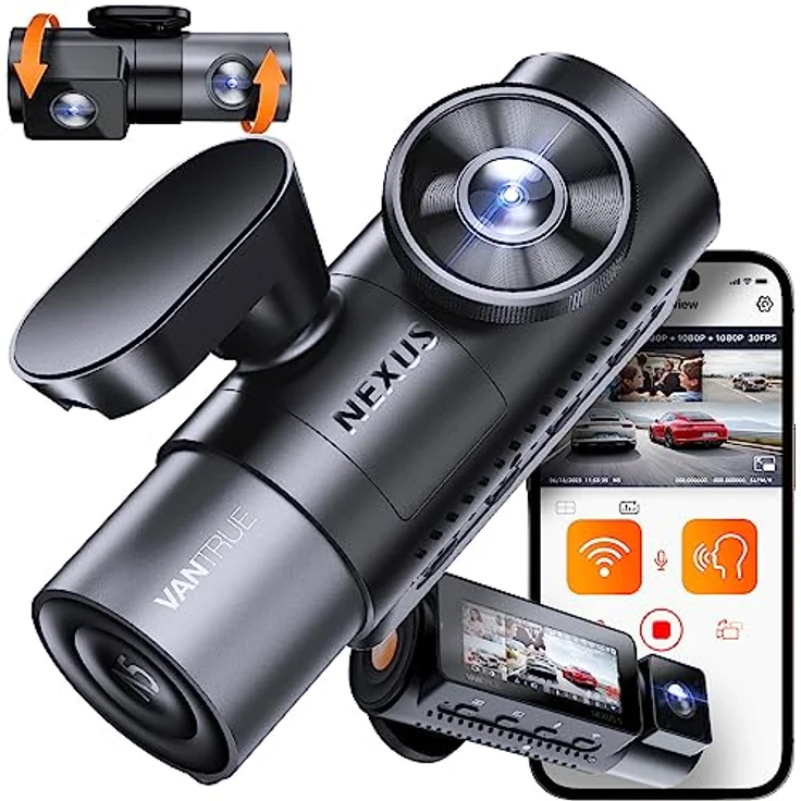 VANTRUE N5 4 Kanal 2.7K Dashcam Auto WiFi, STARVIS 2 IMX675 Nachtsicht, 1944P+1080P+1080P+1080P, Vorne hinten HDR+ WDR Dash Cam, Sprachsteuerung Autokamera, GPS, 24Std. Puffer Parkmodus, Max 512G – Bild 1