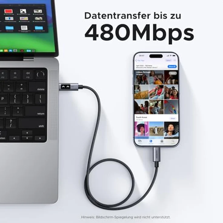 UGREEN UNO USB C auf USB C Kabel 100W (5A/20V) PD 3.0, Schnellladekabel für iPhone 17/Air/16/15, M3 MacBook Pro/Air, iPad Pro/Air 2024, 2M, Nylon Ummantelung – Bild 5