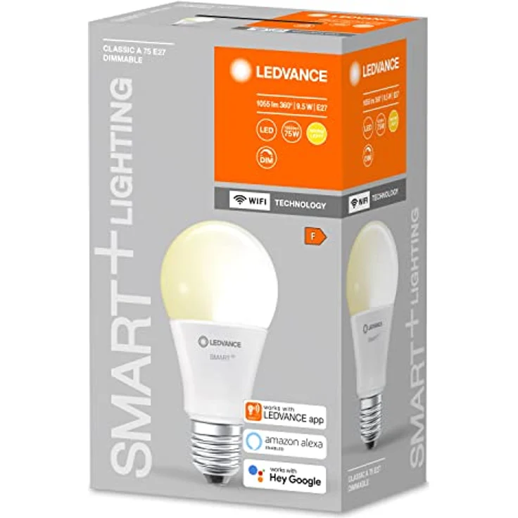 LEDVANCE Smarte LED-Lampe mit WiFi Technologie, Sockel E27, Dimmbar, Warmweiß (2700 K), ersetzt Glühlampen mit 75 W, SMART+ WiFi Classic Dimmable, 1er-Pack – Bild 2