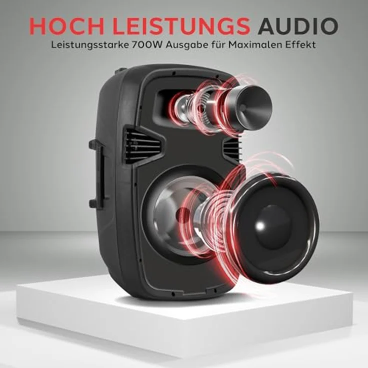 Pyle PA Anlage mit 2x Aktiv- und Passivlautsprechern, Bluetooth Musikbox mit 700 Watt Leistung, inkl. Mikrofon, 2 Boxenständer & Fernbedienung – Bild 2
