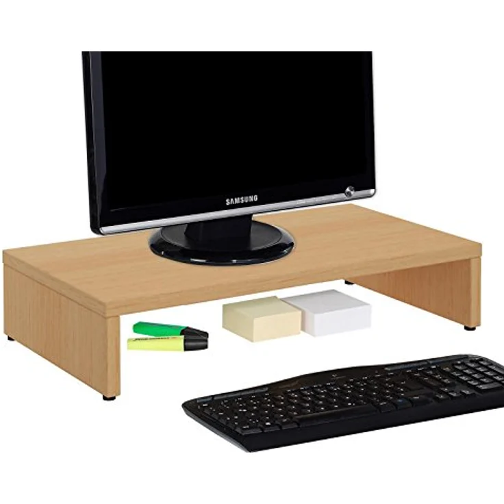 CARO-Möbel Monitorständer MONITOR, buchefarben, 50 cm breit, für PC-Monitore und Drucker, inkl. optionaler Zwischenstrebe, bis 10 Kg belastbar – Bild 2