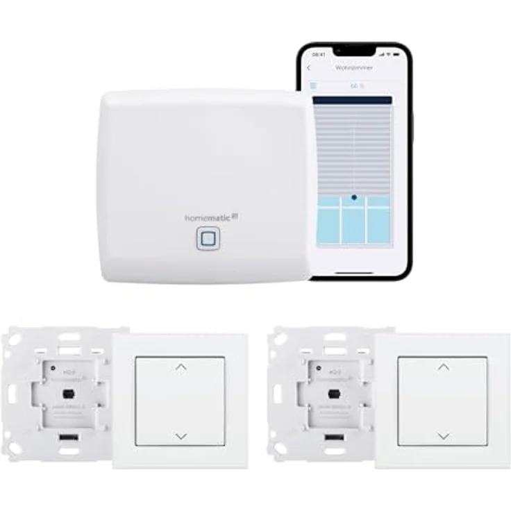 Homematic IP HmIP-SK20 Starter Set Beschattung, Smart Home Hub mit Rollladenaktoren und Tasterwippen, Weiss – Bild 1