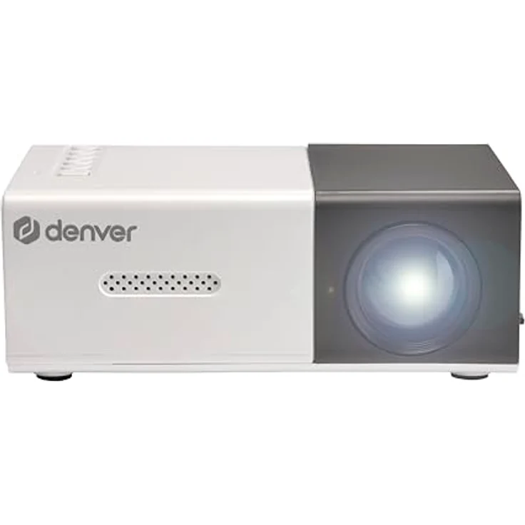 Denver PR-1000, Mini Projektor in Weiß mit Full HD, 320x240 Auflösung, HDMI und USB-C Anschluss, tragbar für Multimedia-Anwendungen – Bild 1