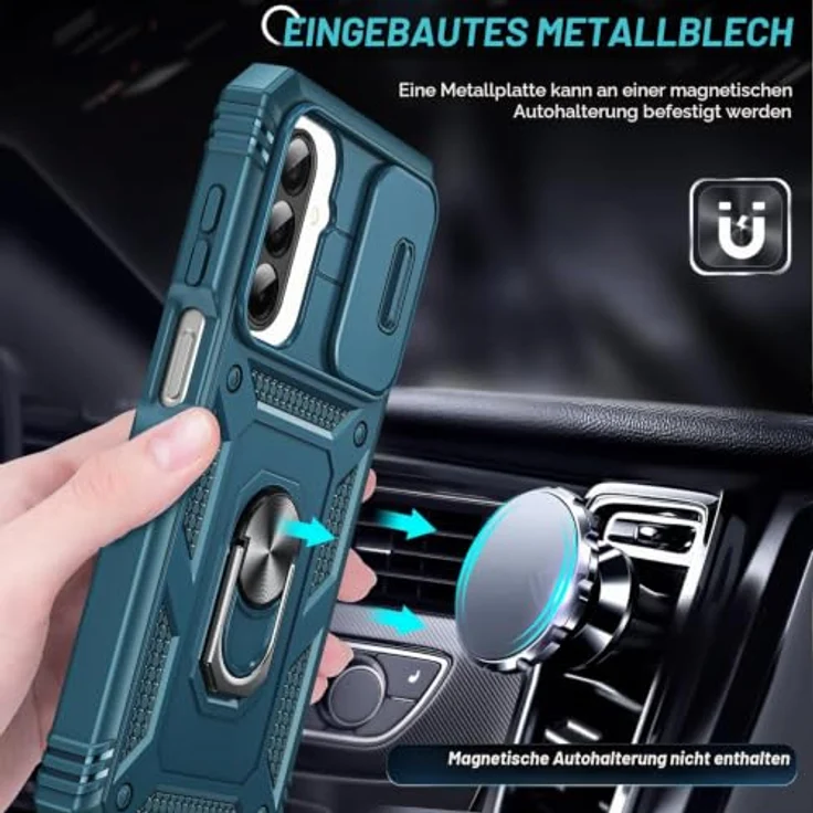 LeYi Objektivschutz Hülle für Samsung Galaxy A26 5G, Hybrid Schutzhülle mit 2 Glasfolien, kratzfest und stoßfest, blauer Ringhalter für Outdoor Nutzung – Bild 5