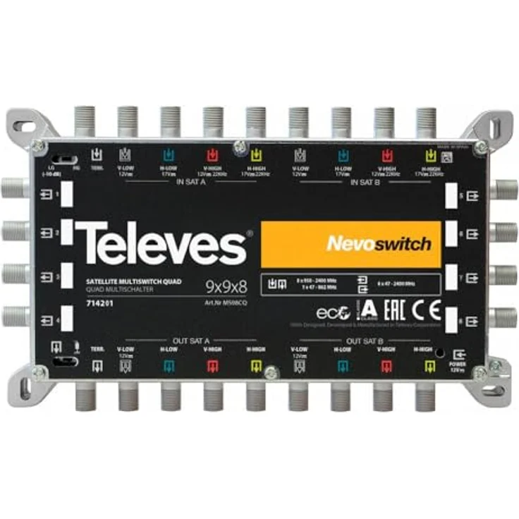 Televes MS 98NCQ Umschaltmatrix 9 Eingänge 8 Ausgänge Guss – Bild 3
