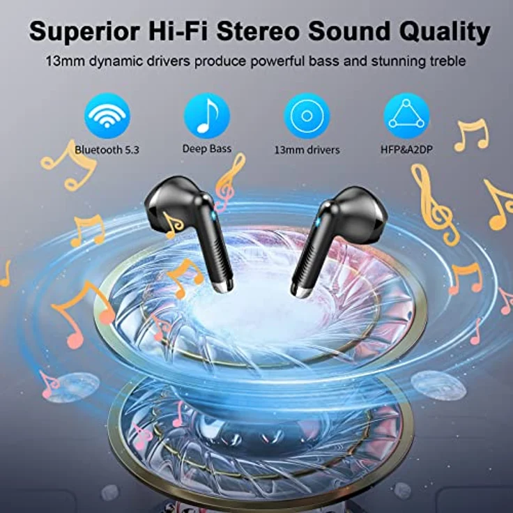 Drsaec J55 Bluetooth Kopfhörer, In Ear Kopfhörer Kabellos mit Bluetooth 5.4, ENC Geräuschunterdrückung und 48 Stunden Akkulaufzeit – Bild 3