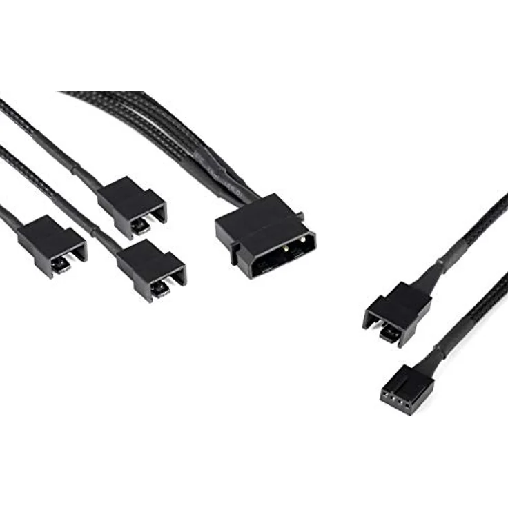 Poppstar Lüfter Kabel Set 12V (15cm 2-Pin Y-Kabel 1x Molex Stecker auf 3x Stecker) + 30cm 4-Pin PWM Verlängerungskabel, zum Anschluss von Gehäuselüftern an ein Netzteil – Bild 5