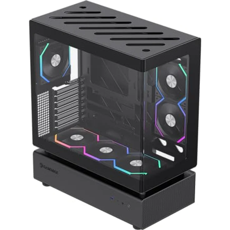 GameMax GAMEMAX N80 BK, Midi Tower Gehäuse ohne Netzteil, ATX, 5x ARGB Lüfter, 2x USB 3.0, 1x USB Type-C, Glasfenster – Bild 2