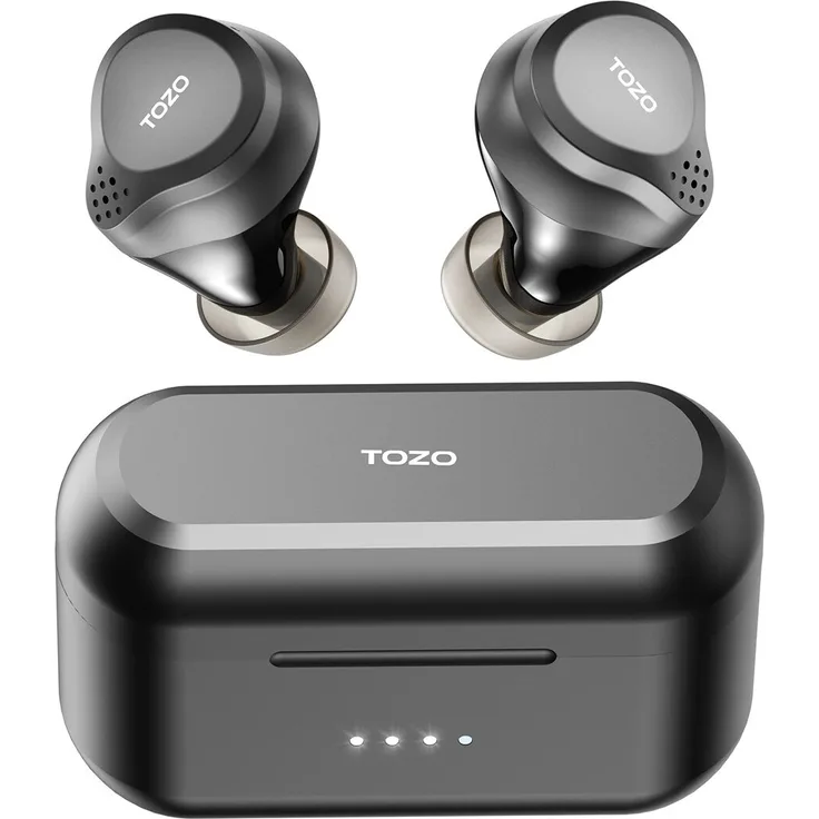 TOZO NC7 PRO True Wireless Stereo (TWS) In-Ear Bluetooth Headset mit aktiver Geräuschunterdrückung, IPX6 wasserdicht, 13 Stunden Akkulaufzeit, Schwarz