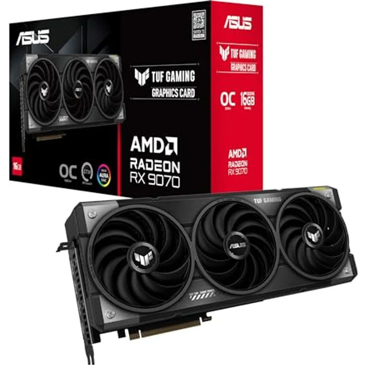 ASUS TUF Gaming Radeon RX 9070 OC Edition 16GB GDDR6 Grafikkarte, Militärqualität, 3.125-Slot-Design, TUF-RX9070-O16G-GAMING – Bild 1