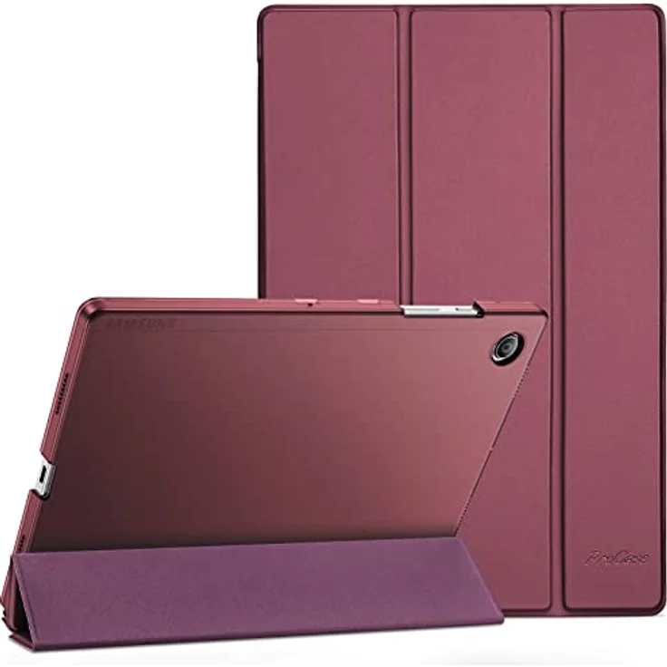 ProCase Hülle für Galaxy Tab A8 10.5” (SM-X200/X205) 2022, ultra dünne klappbare Schutzhülle mit Translucent Frosted Rückseite - Wein – Bild 1