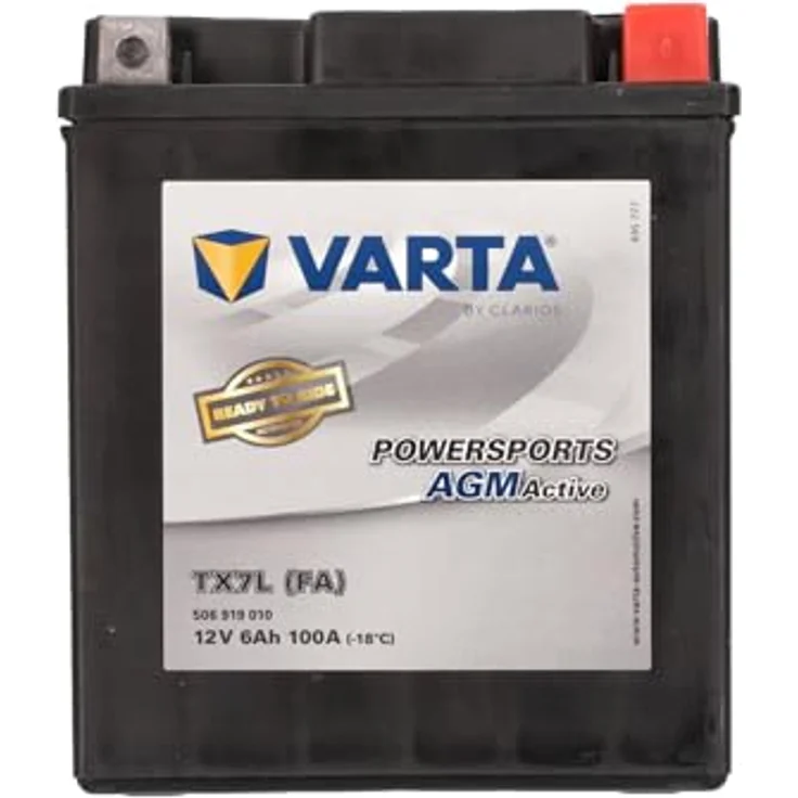 Varta Powersports AGM Motorradbatterie TX7L, 12V 6Ah, rüttelfest, gasdicht, hohe Lebensdauer – Bild 1