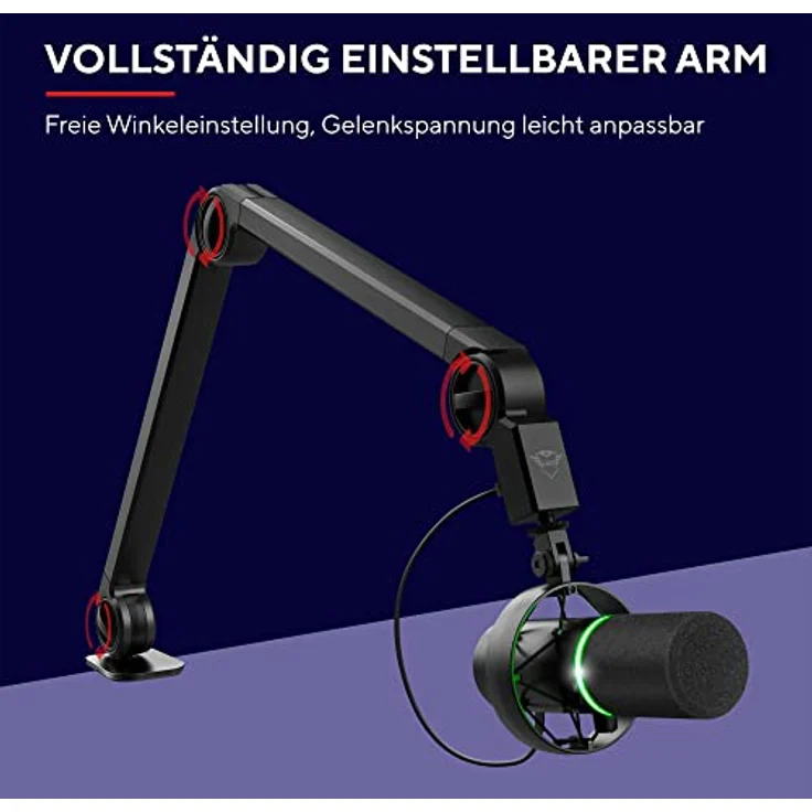 Trust Gaming GXT 255Plus Onyx Professionelles Mikrofon mit Arm, Nierencharakteristik, Popfilter, USB, LED, für Aufnahme, Streaming, Podcast, Broadcasting - Schwarz – Bild 5
