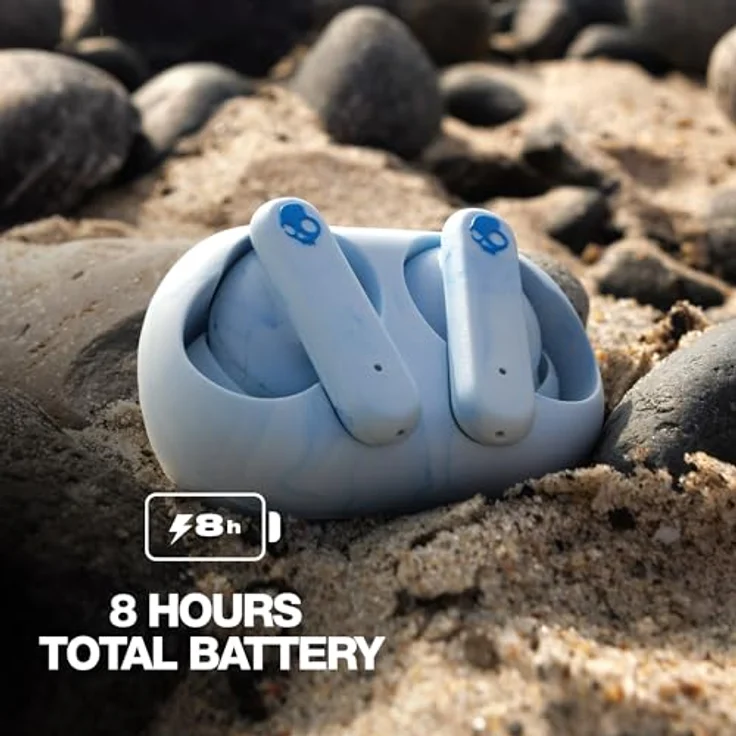 Skullcandy EcoBuds In-Ear Wireless Earbuds, 8 Hr Battery, Battery-Free Charging Case, Microphone, Works with iPhone Android and Bluetooth Devices - Glacier – Bild 5