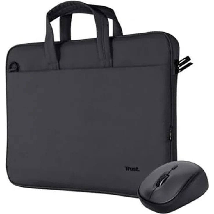 Trust BOLOGNA BAG AND MOUSE SET BLACK (16", Universal), Notebooktasche mit Wireless Mouse, Schwarz
