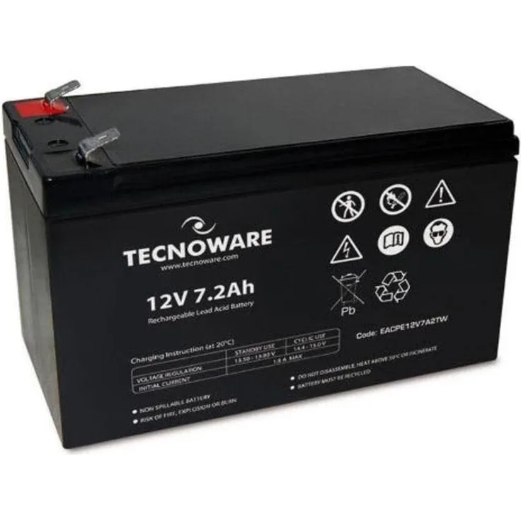 Tecnoware Power Akku 12 V, 7,2 Ah, hochergiebige Blei-Gelbatterie für USV-Einsatz