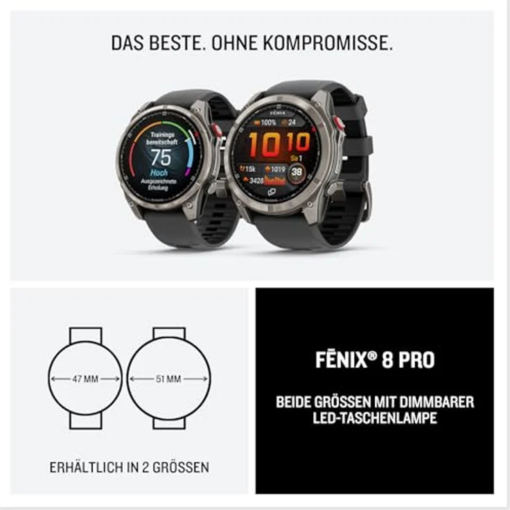 Garmin Fenix 8 Pro (51 mm, 4G), Multisport Smartwatch mit inReach-Technologie und SOS-Notruf-Funktion – Bild 8
