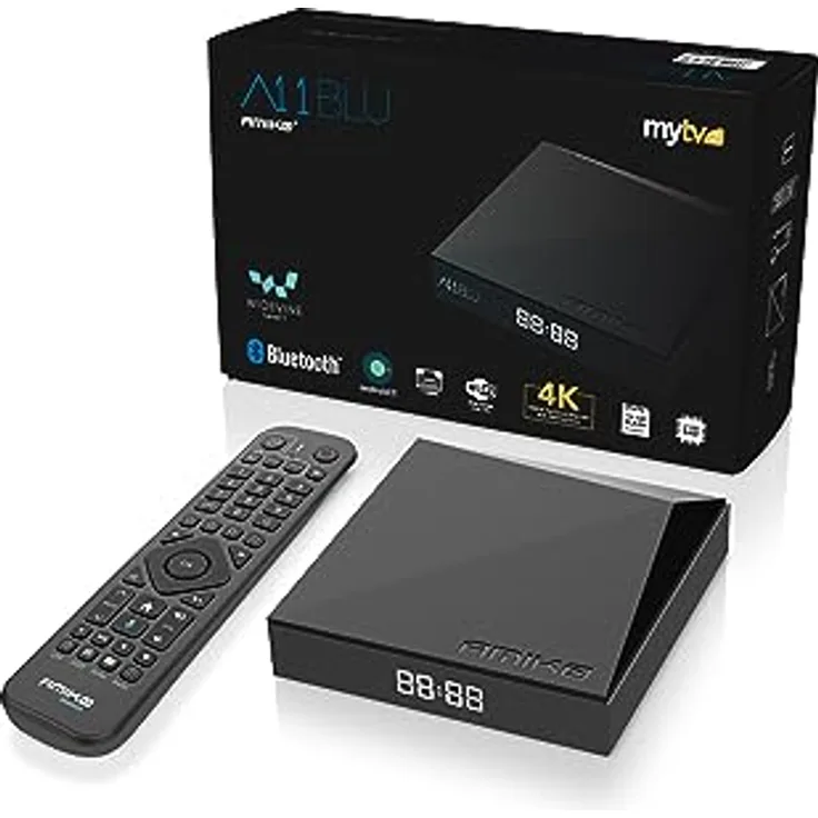 M@tec Digital Amiko A11 Blu 4K UHD Android TV Box, 2GB RAM, 16GB Speicher, WiFi Dual Band, Bluetooth 5.2, USB 3.0, Widevine