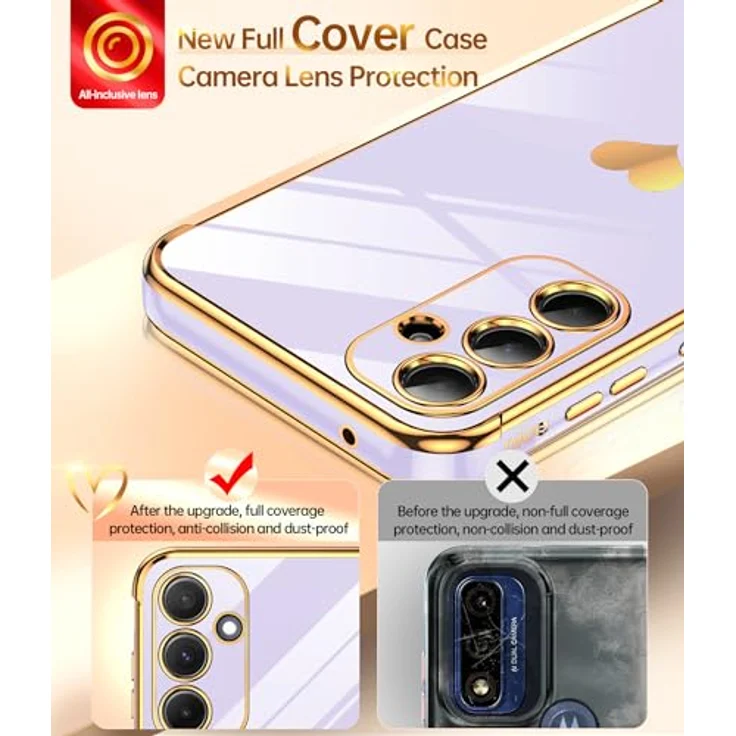 LeYi Hülle für Samsung Galaxy A35 5G, TPU Silikon Schutzhülle mit 2 Schutzfolien, Herz Muster, stoßfest und kratzfest, lila – Bild 2