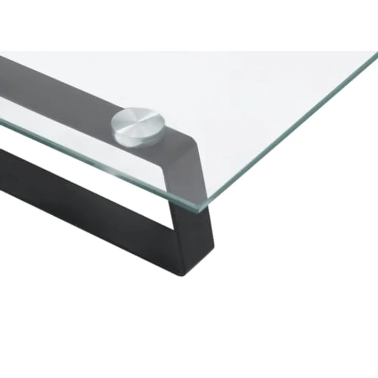 vidaXL Monitorständer, Monitorerhöhung mit Stauraum, 40x20x8cm in Schwarz aus Hartglas und Metall, ergonomisches Design mit abgerundeten Ecken – Bild 4