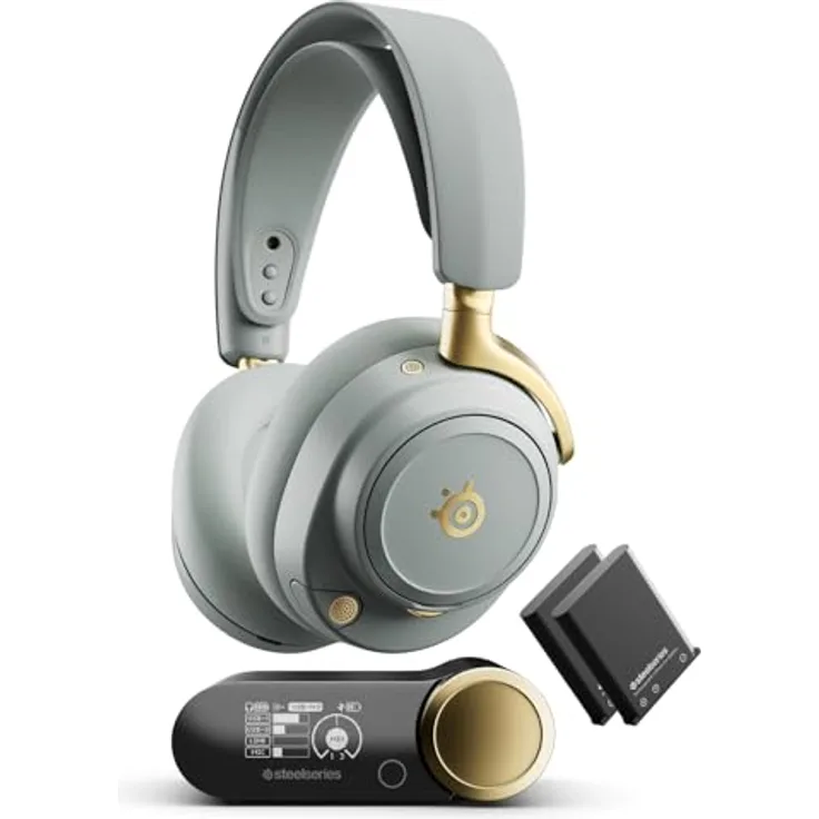 SteelSeries Arctis Nova Elite, Kabelloses Gaming Headset mit 96-kHz/24-Bit-Sound, Active Noise Cancelling, Weiss