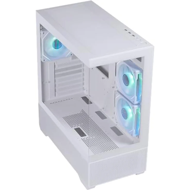 BitFenix CETO Basic Gehäuse, Midi-Tower in Weiß mit ATX-Formfaktor, drei 120-mm A-RGB-Lüftern und gehärtetem Glas – Bild 4