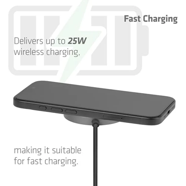 club3D Qi2 Induktions-Ladegerät CAC-3027, 25W USB-C Schnellladegerät in Schwarz mit Sicherheitsmerkmalen – Bild 7