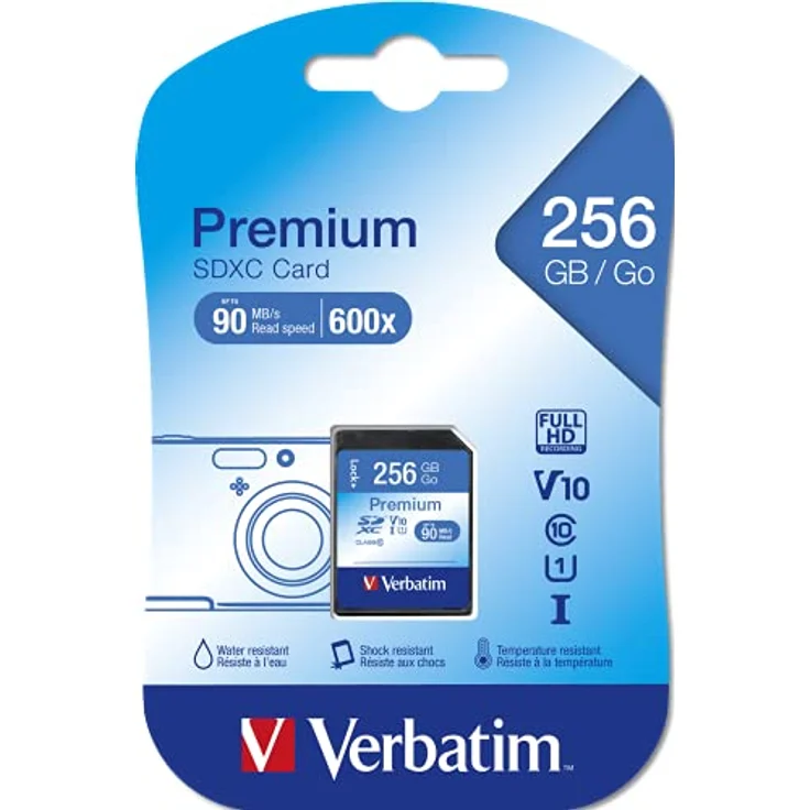 Verbatim Premium U1 SDXC-Speicherkarte Class 10 Karte - 256 GB - bis zu 90 MB-s Lesegeschwindigkeit, hohe Datenübertragungsgeschwindigkeit - schwarz – Bild 6