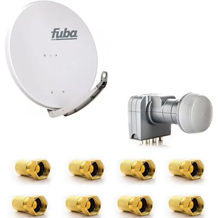 Fuba DAA 850 G Satellitenantenne 85cm Grau, mit DEK 417 Quad LNB und 8x F-Stecker – Bild 1