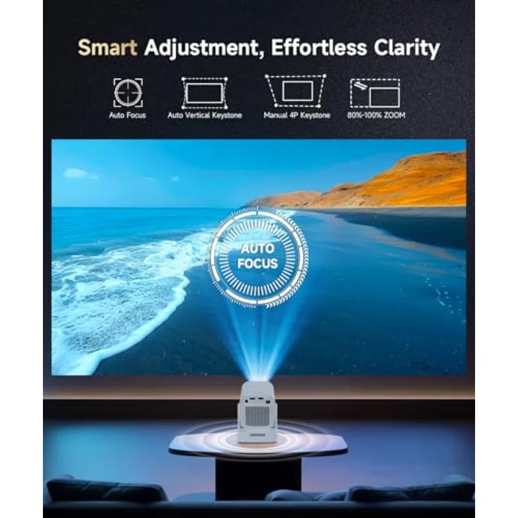 Magcubic HY310 Mini Beamer, 4K Unterstützung, 1080P Autofokus, Auto Trapezkorrektur, Android, WiFi6, BT5.4, Tragbarer Projektor mit 180° Drehfunktion, 2025 Neu – Bild 4