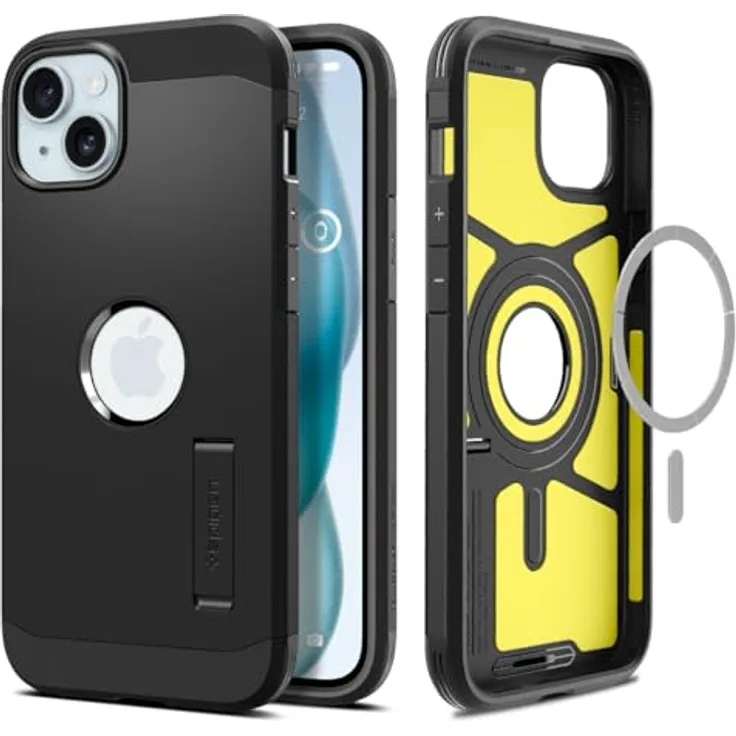 Spigen Hülle für iPhone 15 Tough Armor MagFit Kompatibel mit MagSafe -Schwarz