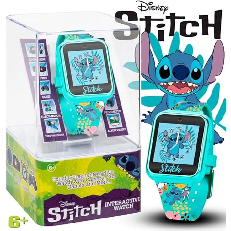Accutime Disney Accutime Lilo and Stitch Interactive Kids smartwatch in Aqua Color with Selfie Camera, 6 Game, Sportuhr + Smartwatch – Bild 2