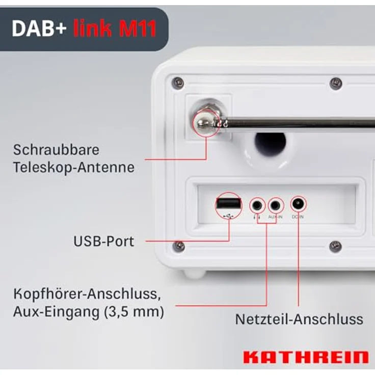 Kathrein DAB+ link M11, DAB Plus Radio mit EWF, WLAN, Bluetooth, in weiß – Bild 5