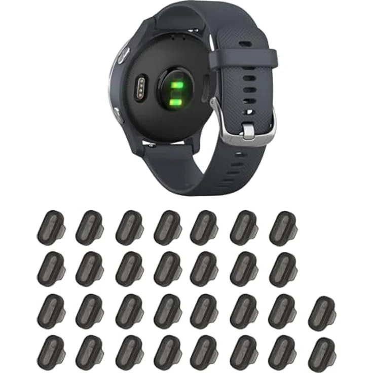 kwmobile 30x Staubschutz für Garmin Venu/Forerunner/Vivomove/Fenix - TPU Silikon Abdeckung in Schwarz, schützt Ladebuchse vor Staub und Schmutz – Bild 5