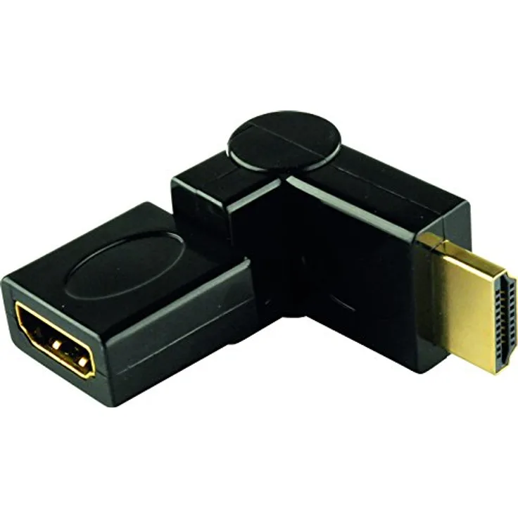 Schwaiger HDMI Rotationsadapter (360 Grad), Geschirmter Winkeladapter in Kunstoffgehäuse, vergoldete Kontakte