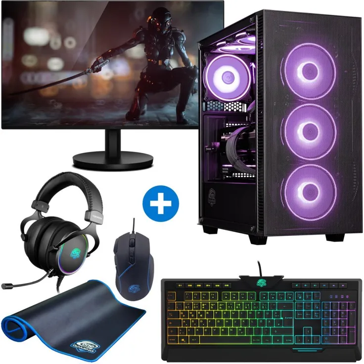 ONE GAMING Next Level Complete Gaming PC, Ryzen 5 5500, RX 9060, 16 GB RAM, 480 GB NVMe, Windows 11