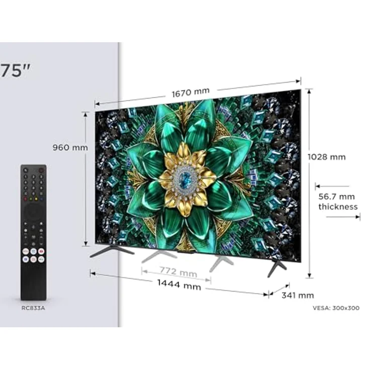 TCL 75Q6C 75 Zoll QD-Mini LED Fernseher, 4K HDR Premium 1000nits, Smart TV mit Google TV (Dolby Vision IQ & Atmos, Onkyo 2.1 Soundsystem, 144Hz Motion Clarity Pro, Game Master) – Bild 2