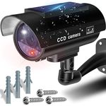 Retoo Security Dummy Kamera Solar Attrappe für Außen und Innen Schwenkbare Drahtlose CCD mit Blinkendem LED Wetterfest Sicherheitskamera Fake Camera Zuhause Büro Überwachung Schwarz